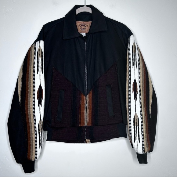Buffalo Nickel Jackets & Blazers - Buffalo Nickel Southwest Bald Eagle Cropped Bomber Jacket Black Western Size XS